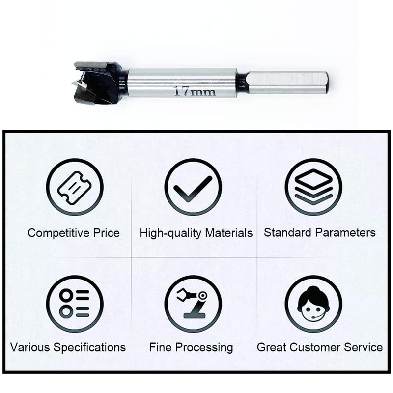 STORMCUBE Forstner Drill Bits 17mm (11/16 inch) Tungsten Carbide Wood Hole Saw Auger Opener Woodworking Drilling Tool Wood Cutter - Image 5
